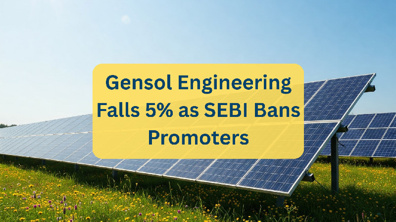 Gensol Engineering stock falls 5% as SEBI halts stock split over fund misuse charges.